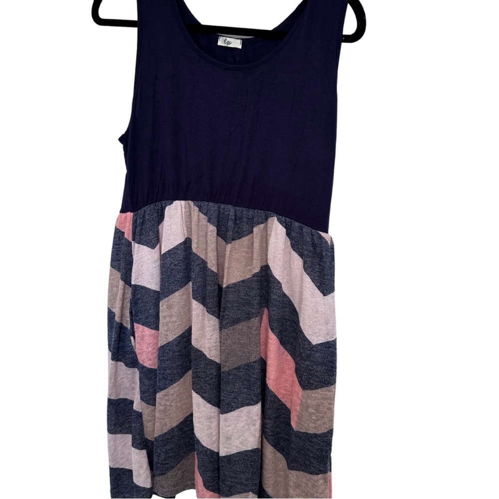 Sleeveless Navy & Chevron Maxi Dress by LuLaRoe